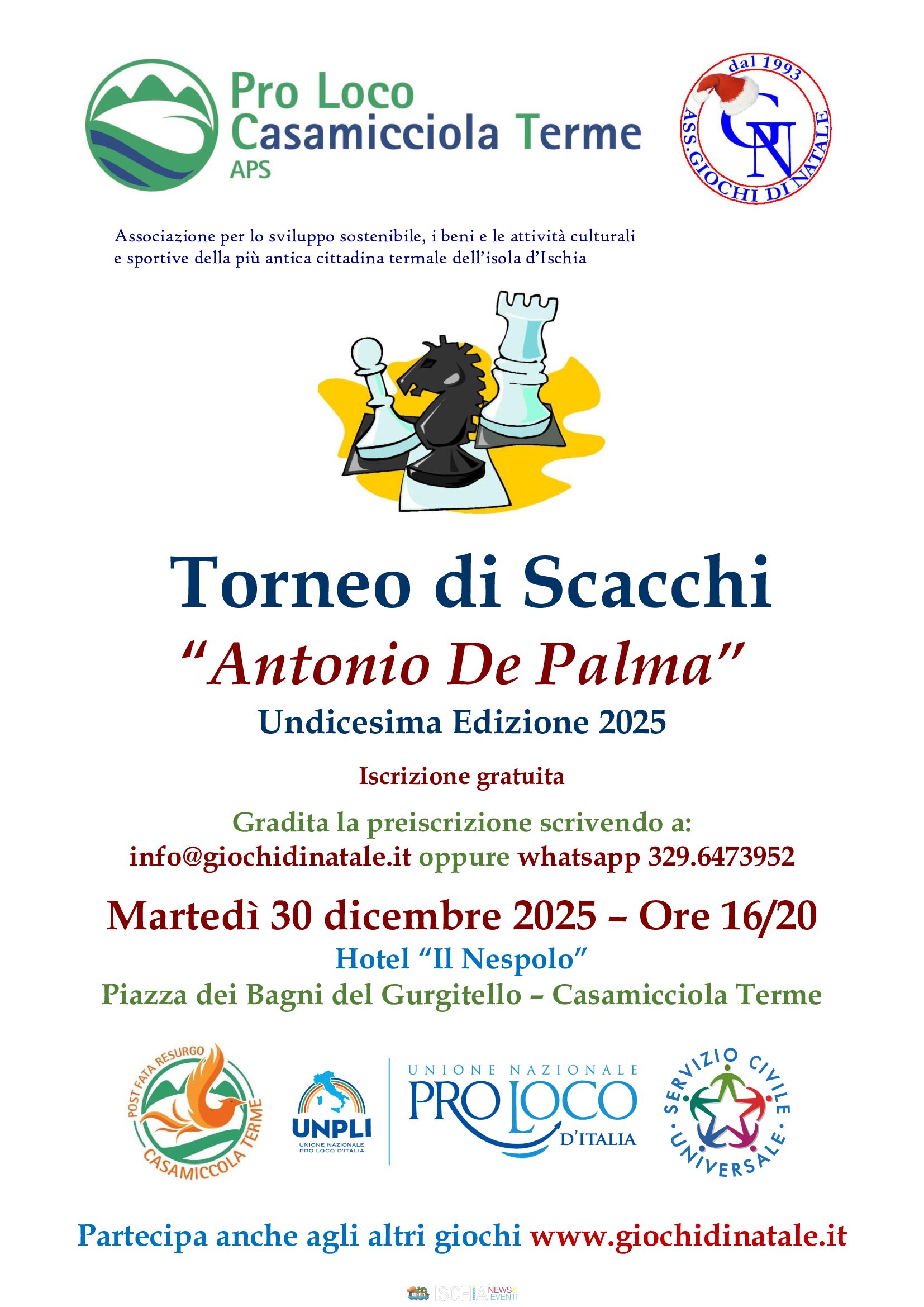 Locandina Torneo Scacchi 30 12 2025